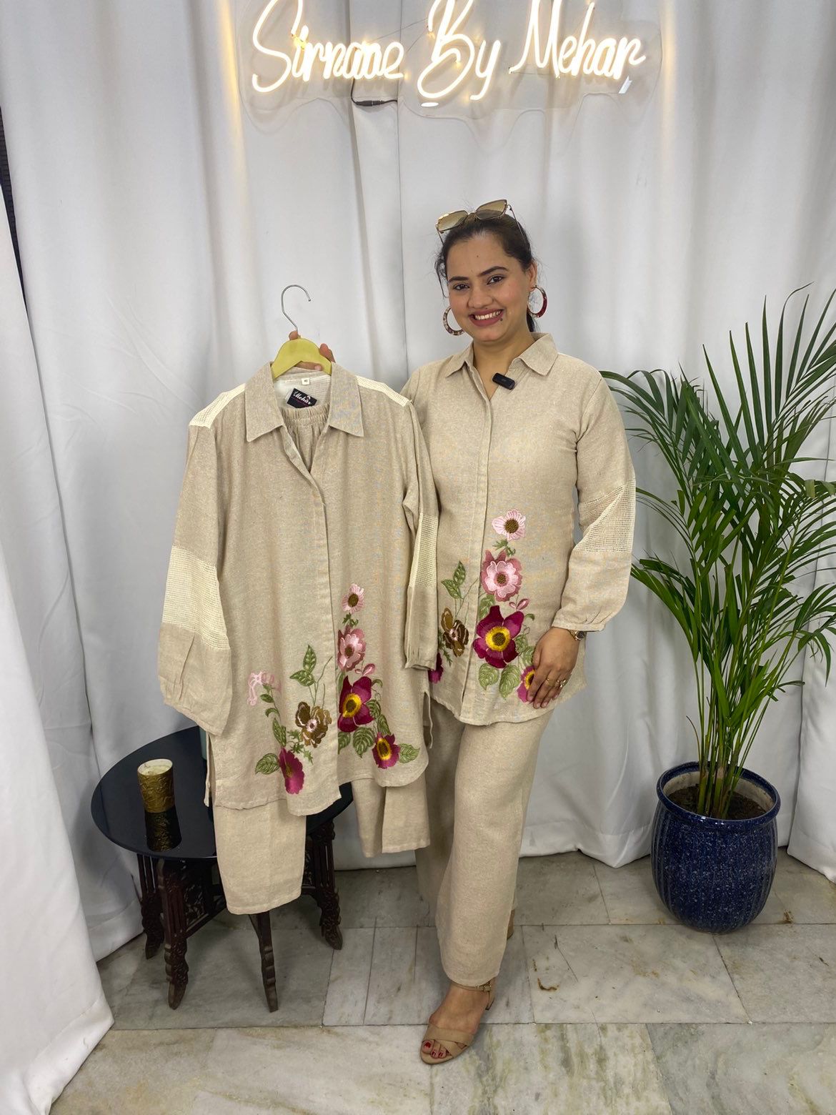 Bloom Beige Embroidered Co-ord Set