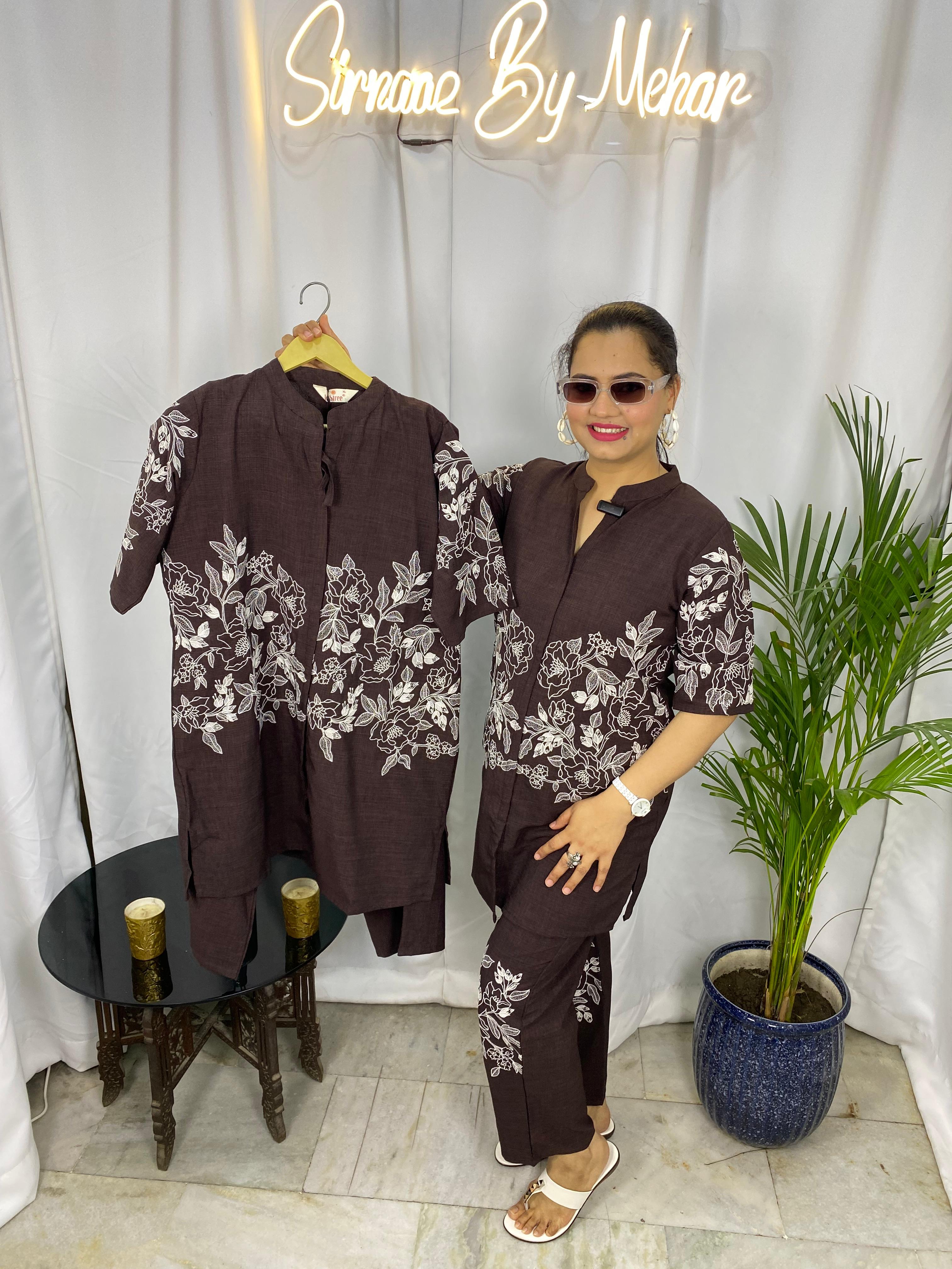 Cocoa Bloom Elegance Co-ord Set